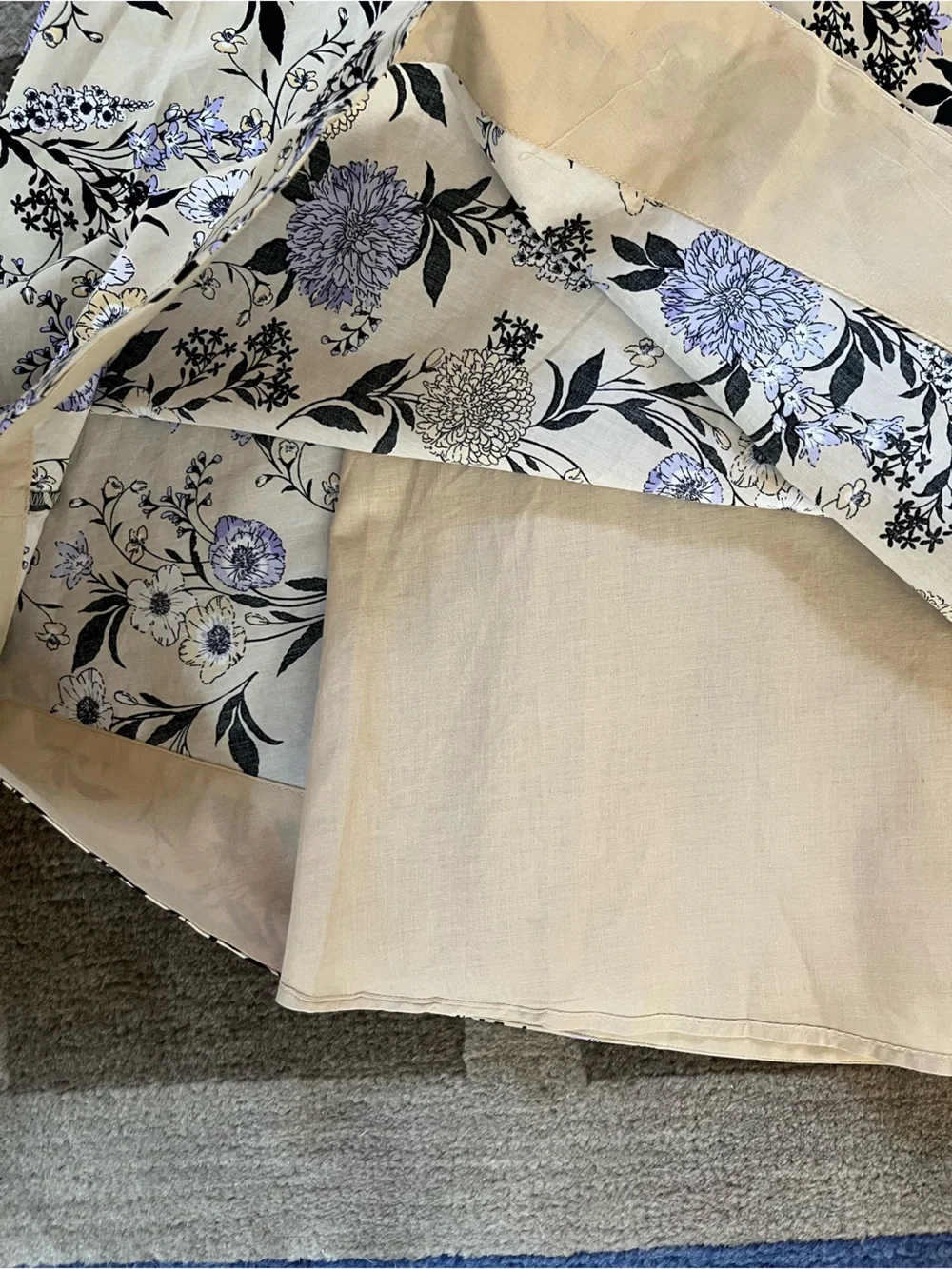 Ann Taylor A-Line Midi Skirt Pockets Floral Cotton Beige Purple Women's 16 NWOT
